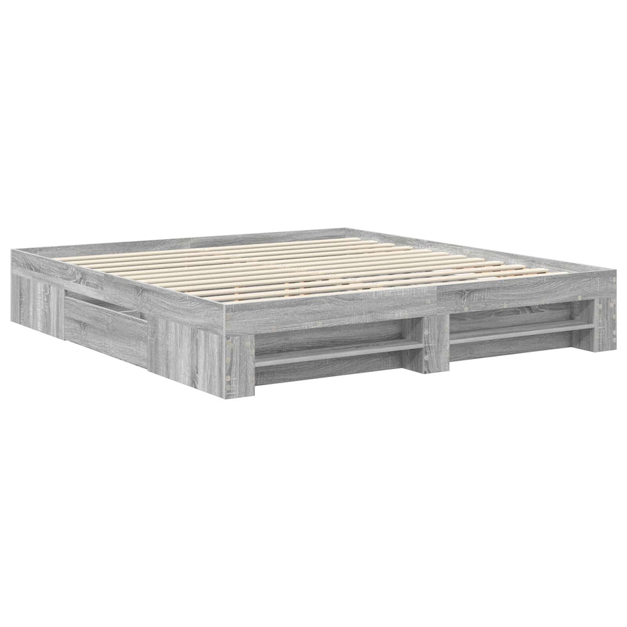 Bedframe met hoofdeinde Grijs Sonoma 180 x 200 cm Bewerkt hout