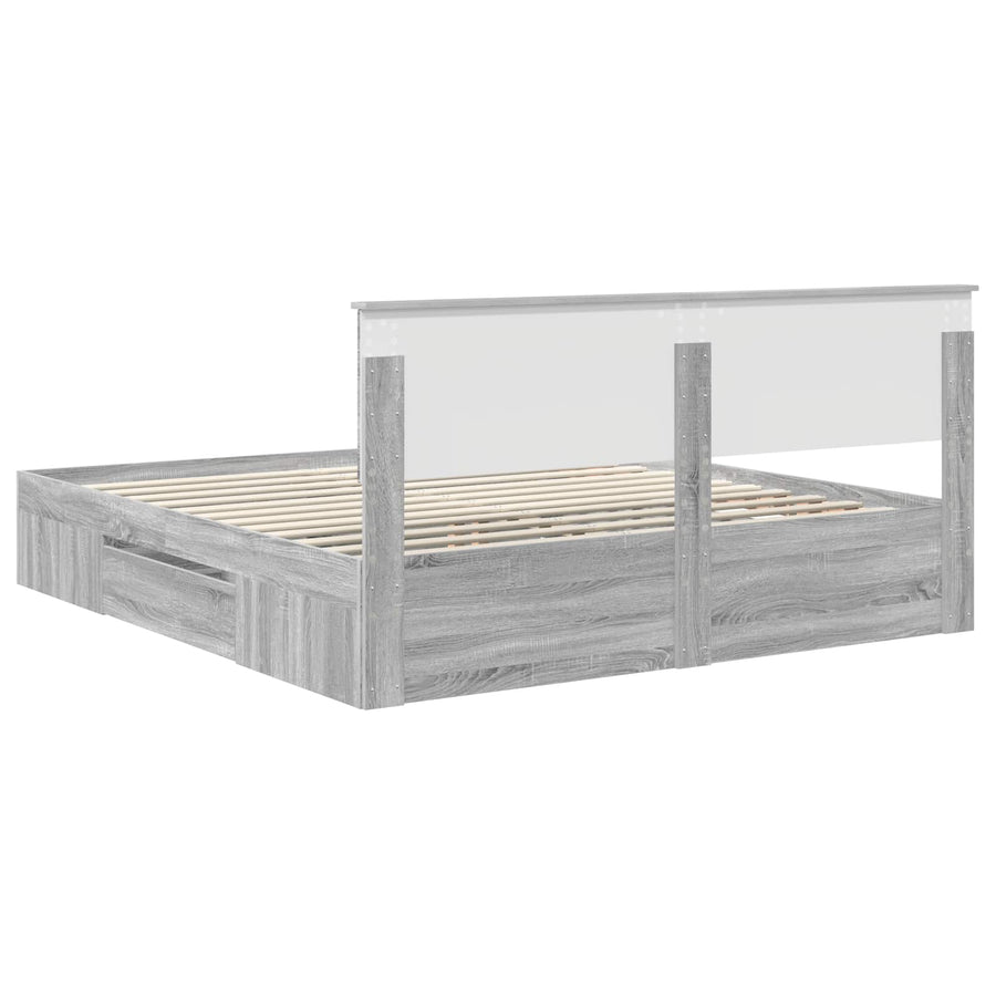Bedframe met hoofdeinde Grijs Sonoma 180 x 200 cm Bewerkt hout