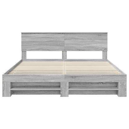 Bedframe met hoofdeinde Grijs Sonoma 180 x 200 cm Bewerkt hout