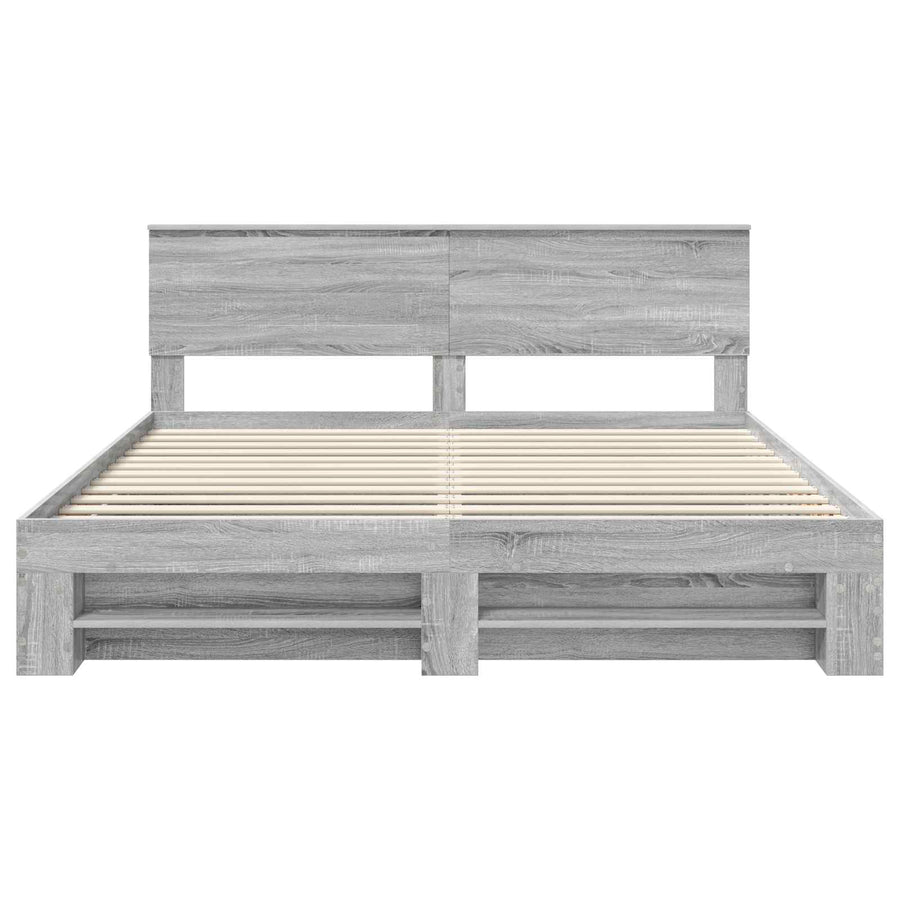 Bedframe met hoofdeinde Grijs Sonoma 180 x 200 cm Bewerkt hout