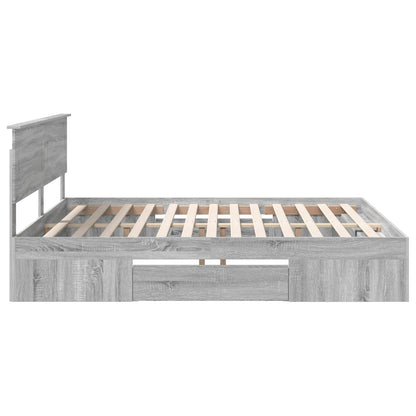 Bedframe met hoofdeinde Grijs Sonoma 180 x 200 cm Bewerkt hout