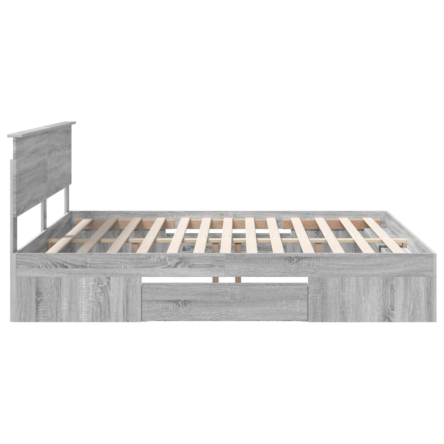 Bedframe met hoofdeinde Grijs Sonoma 180 x 200 cm Bewerkt hout