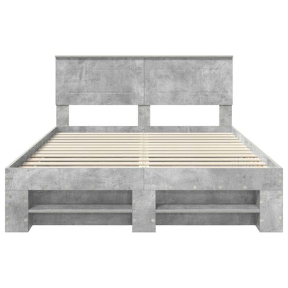 Bedframe met hoofdeinde Beton Grijs 160 x 200 cm Bewerkt hout