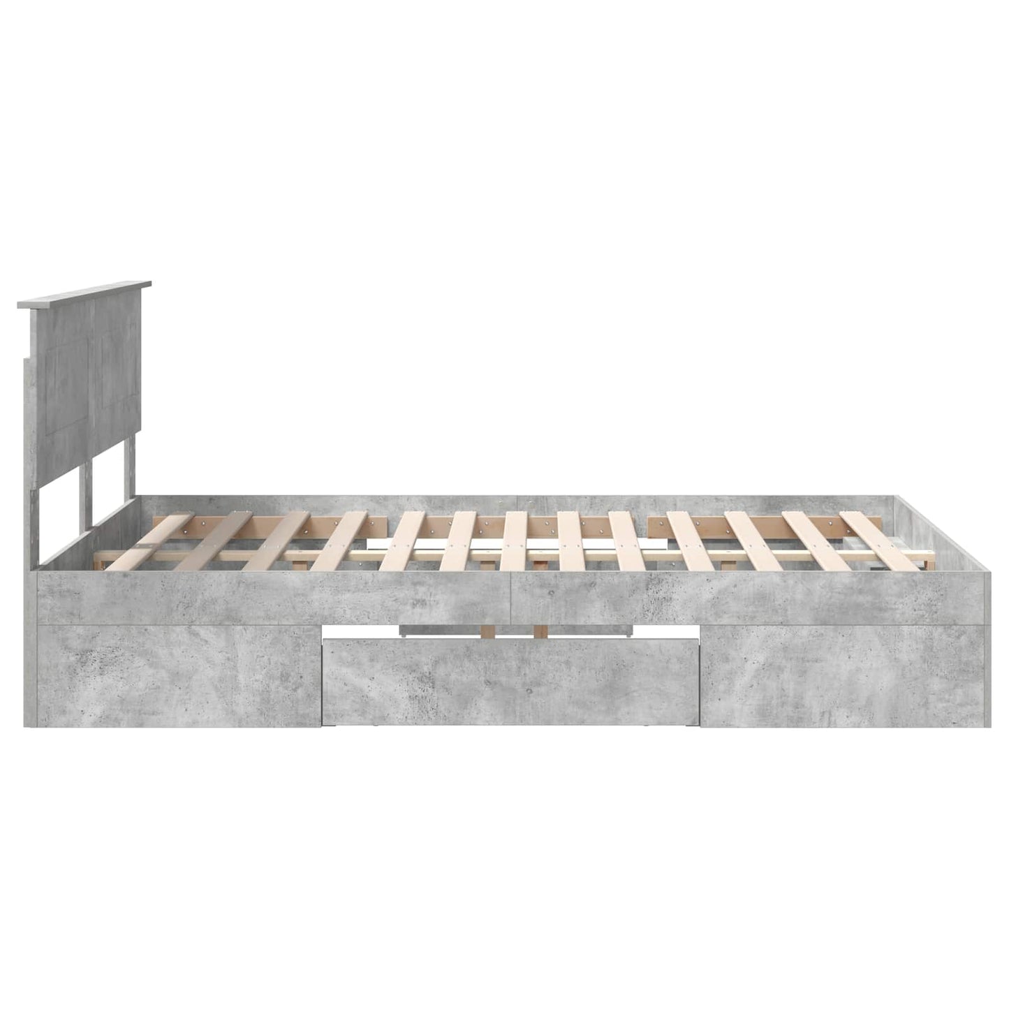 Bedframe met hoofdeinde Beton Grijs 160 x 200 cm Bewerkt hout
