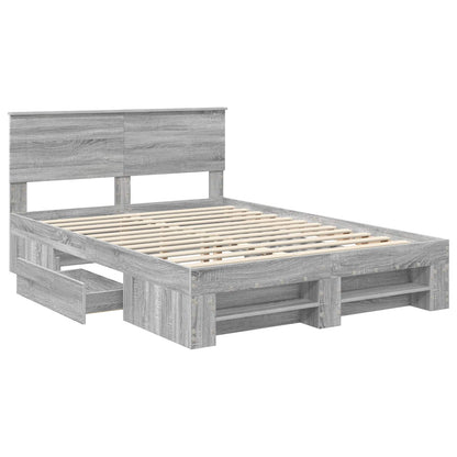 Bedframe met hoofdeinde Grijs Sonoma 160 x 200 cm Bewerkt hout