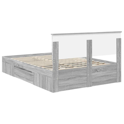 Bedframe met hoofdeinde Grijs Sonoma 160 x 200 cm Bewerkt hout