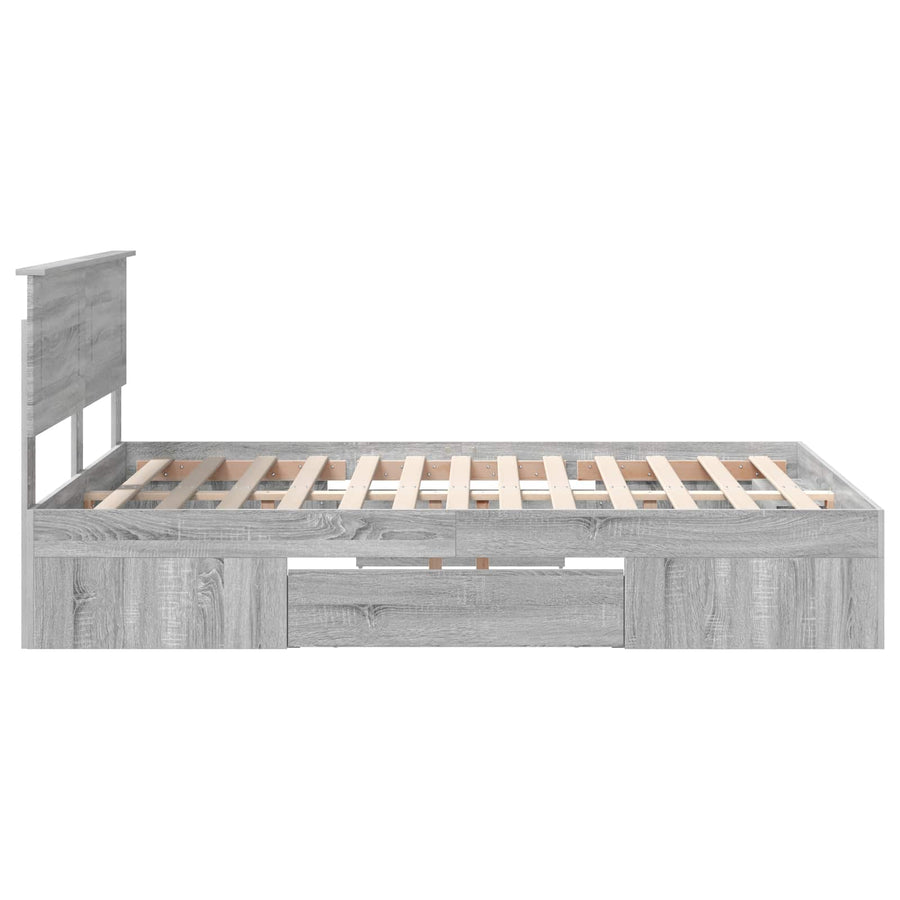 Bedframe met hoofdeinde Grijs Sonoma 160 x 200 cm Bewerkt hout