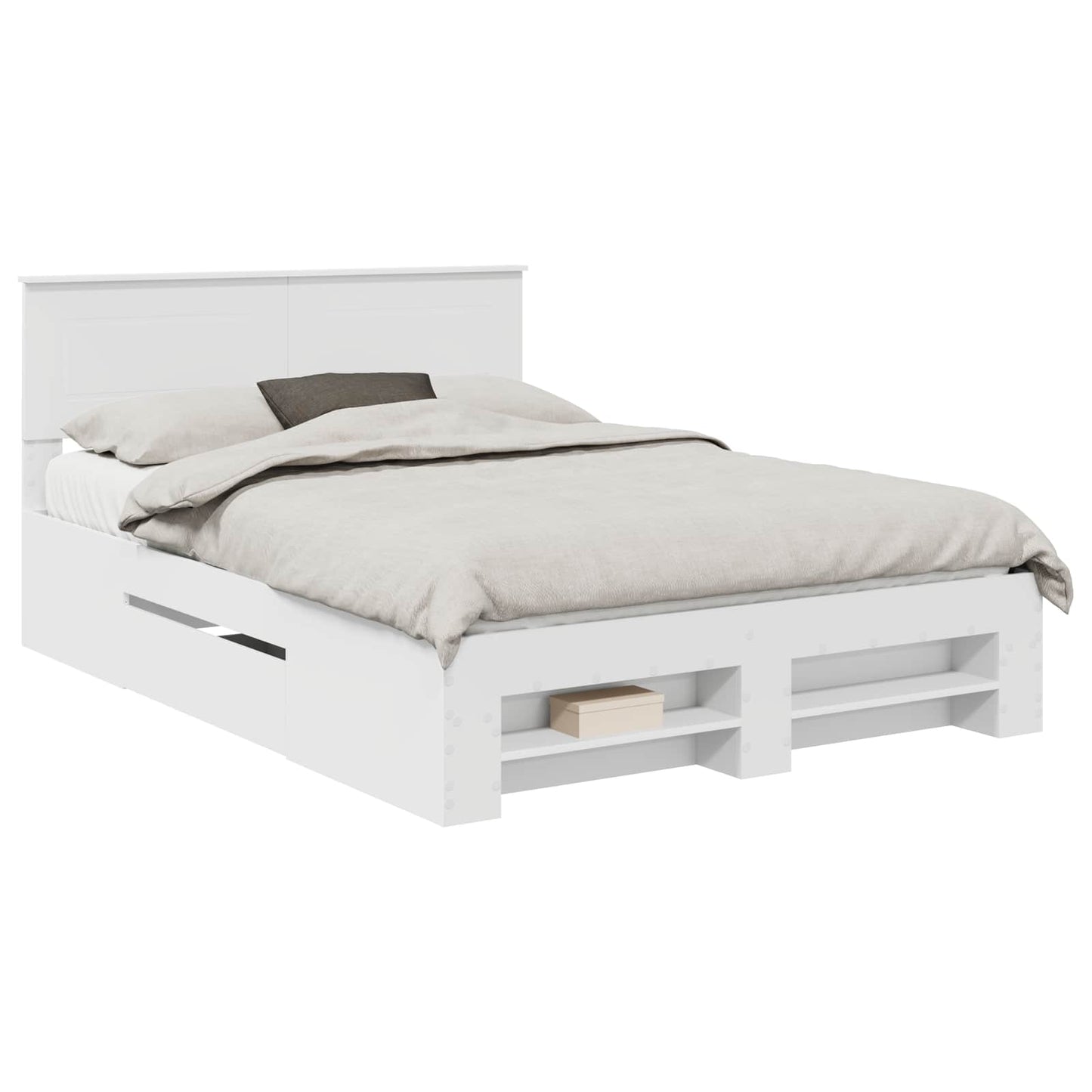 Bedframe met hoofdeinde Wit 150 x 200 cm Bewerkt hout