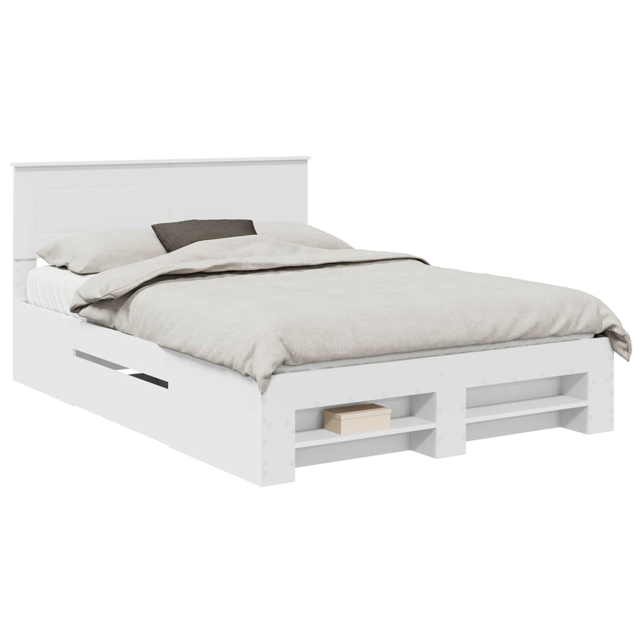 Bedframe met hoofdeinde Wit 150 x 200 cm Bewerkt hout