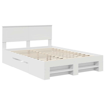 Bedframe met hoofdeinde Wit 150 x 200 cm Bewerkt hout