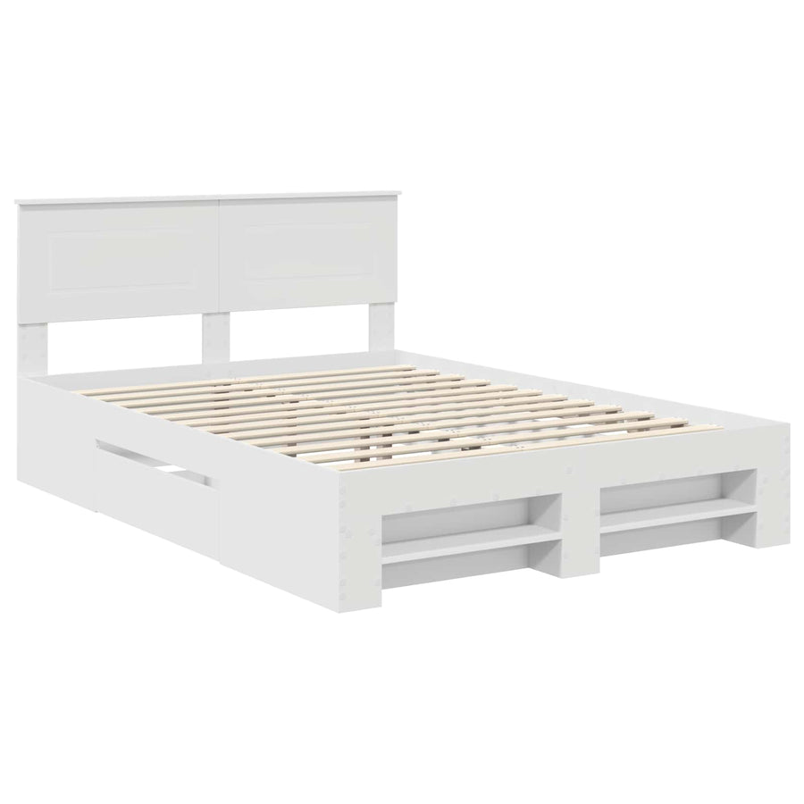 Bedframe met hoofdeinde Wit 150 x 200 cm Bewerkt hout