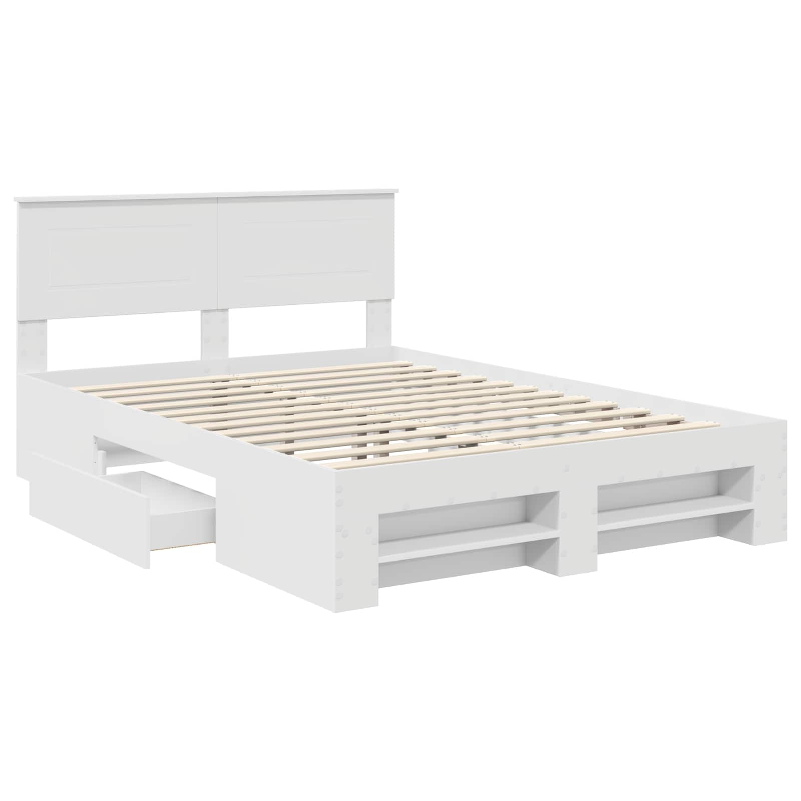 Bedframe met hoofdeinde Wit 150 x 200 cm Bewerkt hout