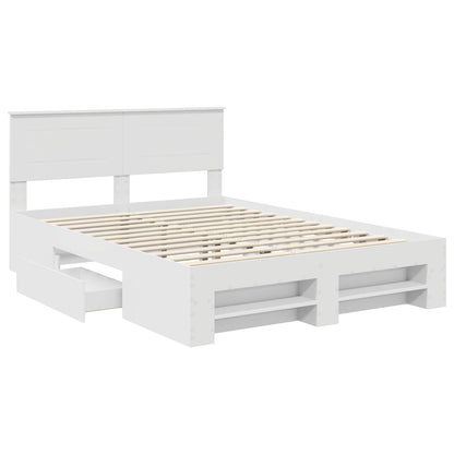Bedframe met hoofdeinde Wit 150 x 200 cm Bewerkt hout