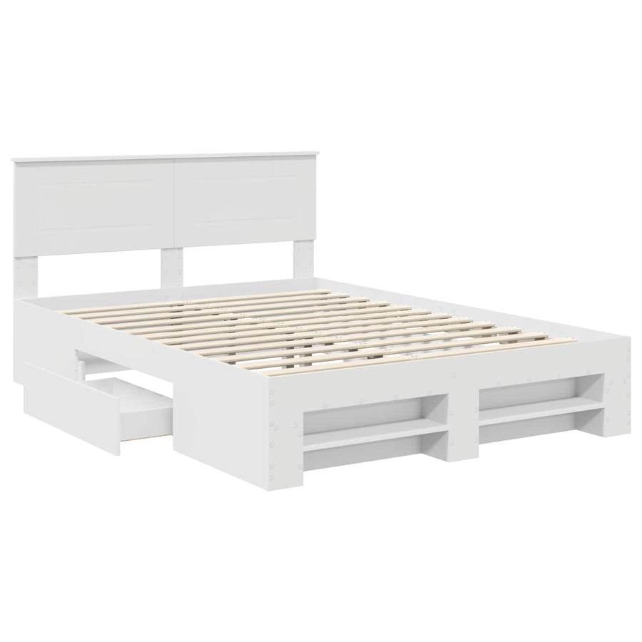 Bedframe met hoofdeinde Wit 150 x 200 cm Bewerkt hout