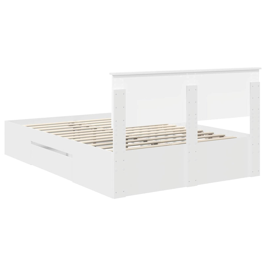 Bedframe met hoofdeinde Wit 150 x 200 cm Bewerkt hout