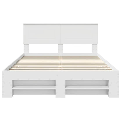 Bedframe met hoofdeinde Wit 150 x 200 cm Bewerkt hout