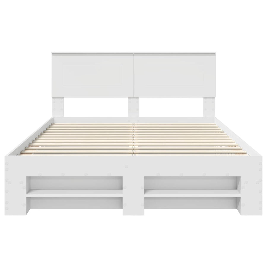 Bedframe met hoofdeinde Wit 150 x 200 cm Bewerkt hout
