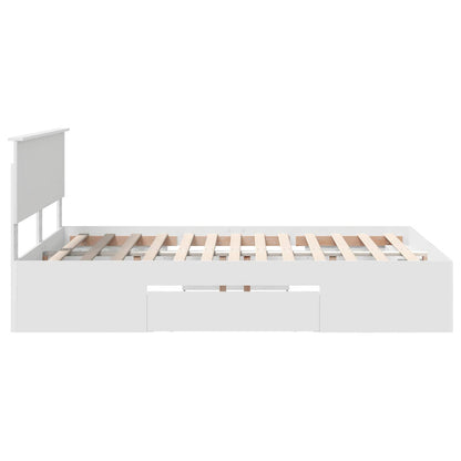 Bedframe met hoofdeinde Wit 150 x 200 cm Bewerkt hout