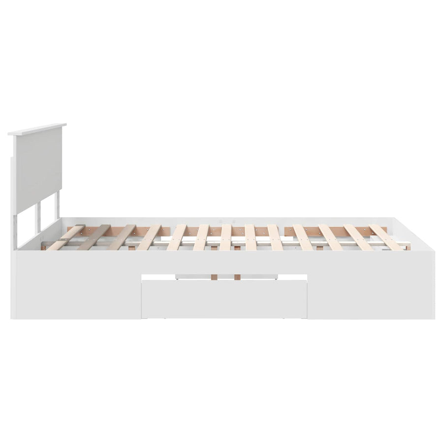 Bedframe met hoofdeinde Wit 150 x 200 cm Bewerkt hout