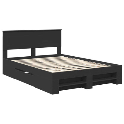 Bedframe met hoofdeinde Zwart 150 x 200 cm Bewerkt hout