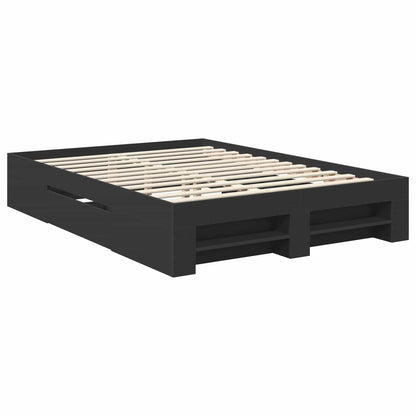 Bedframe met hoofdeinde Zwart 150 x 200 cm Bewerkt hout