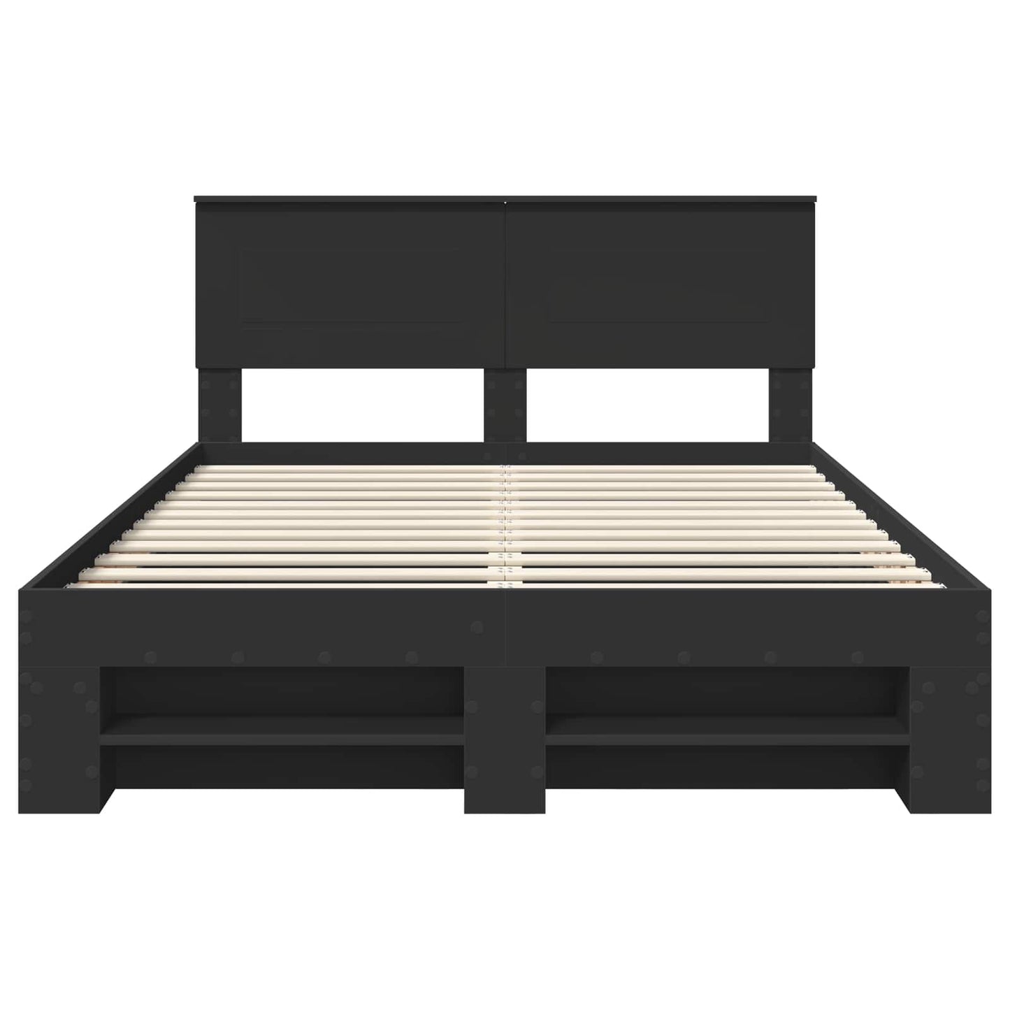 Bedframe met hoofdeinde Zwart 150 x 200 cm Bewerkt hout