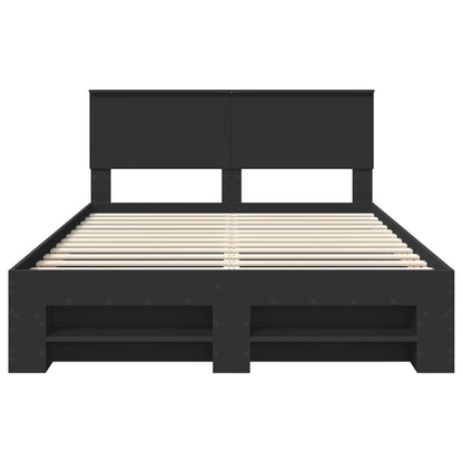 Bedframe met hoofdeinde Zwart 150 x 200 cm Bewerkt hout