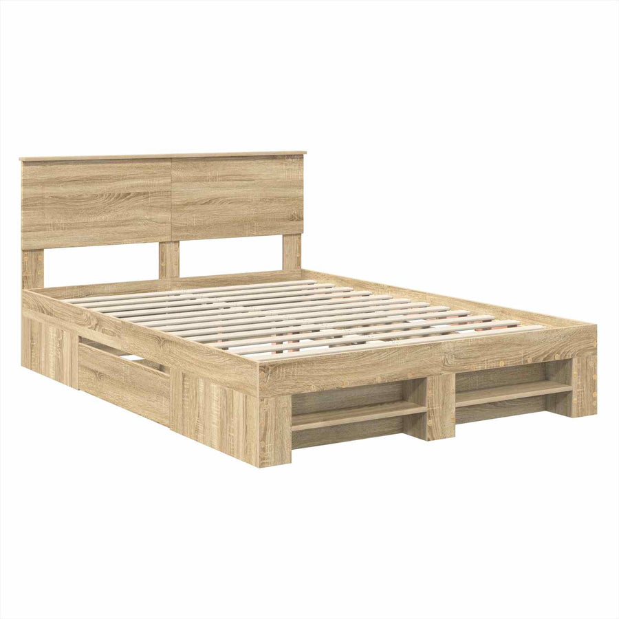 Bedframe met hoofdeinde Sonoma Eiken 150 x 200 cm Bewerkt hout