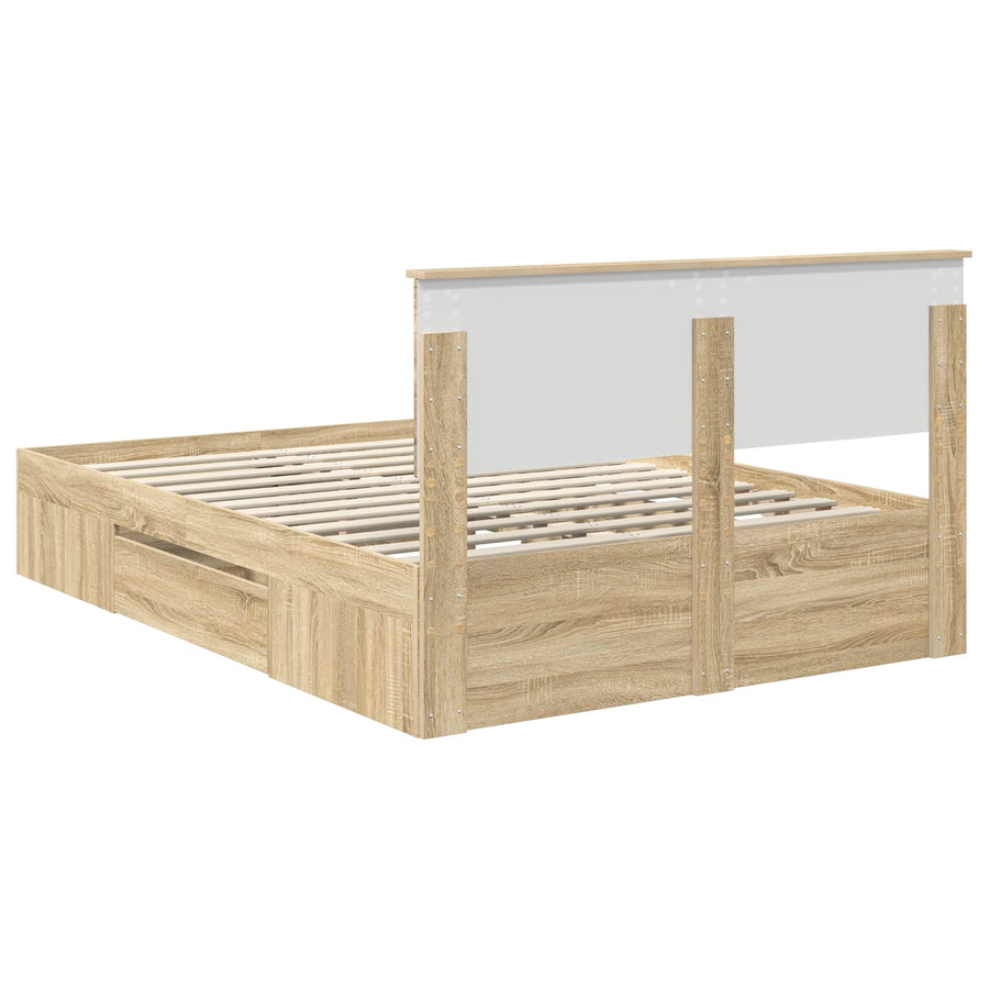 Bedframe met hoofdeinde Sonoma Eiken 150 x 200 cm Bewerkt hout