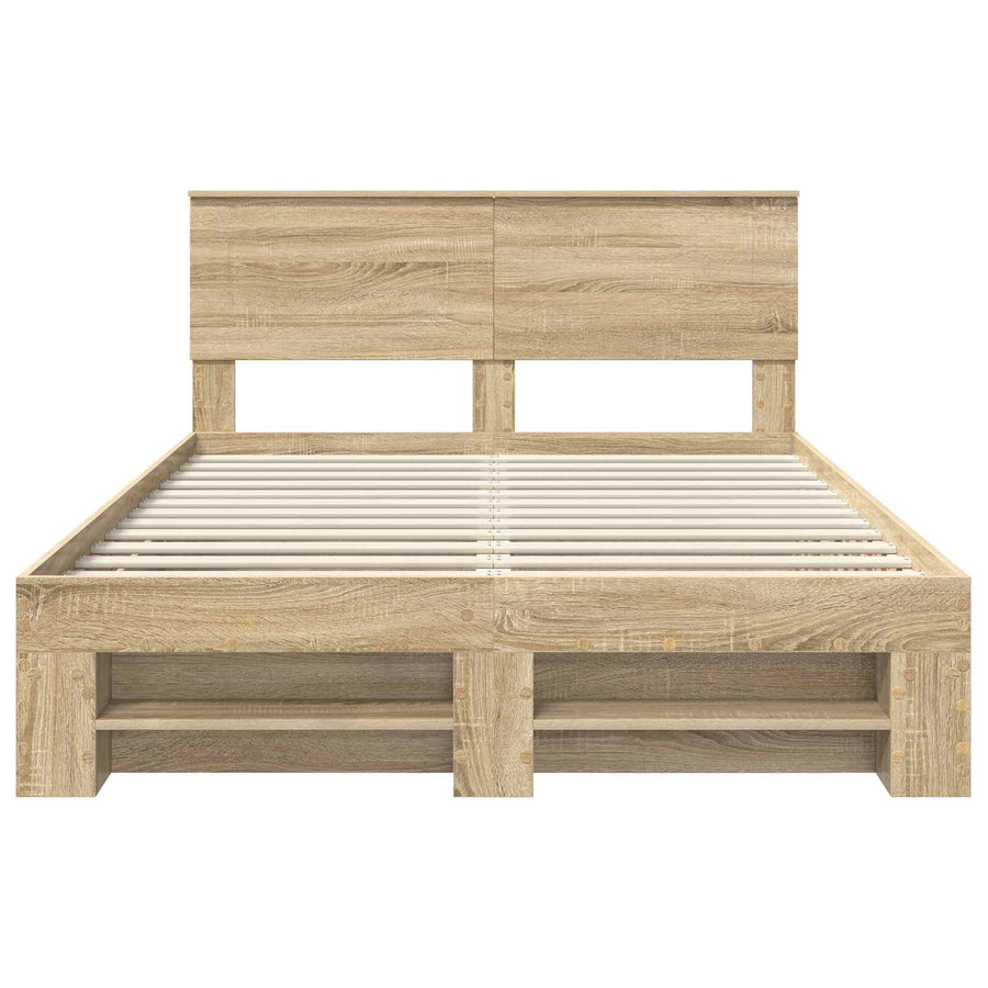 Bedframe met hoofdeinde Sonoma Eiken 150 x 200 cm Bewerkt hout