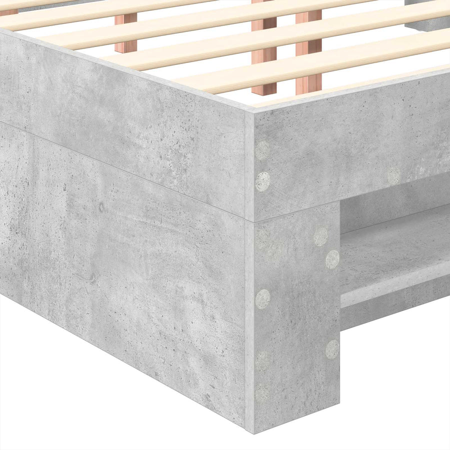 Bedframe met hoofdeinde Beton Grijs 150 x 200 cm Bewerkt hout
