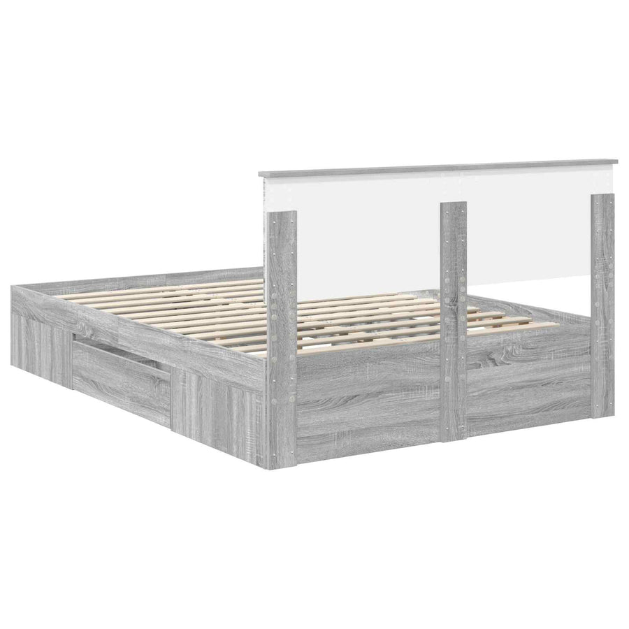Bedframe met hoofdeinde Grijs Sonoma 150 x 200 cm Bewerkt hout
