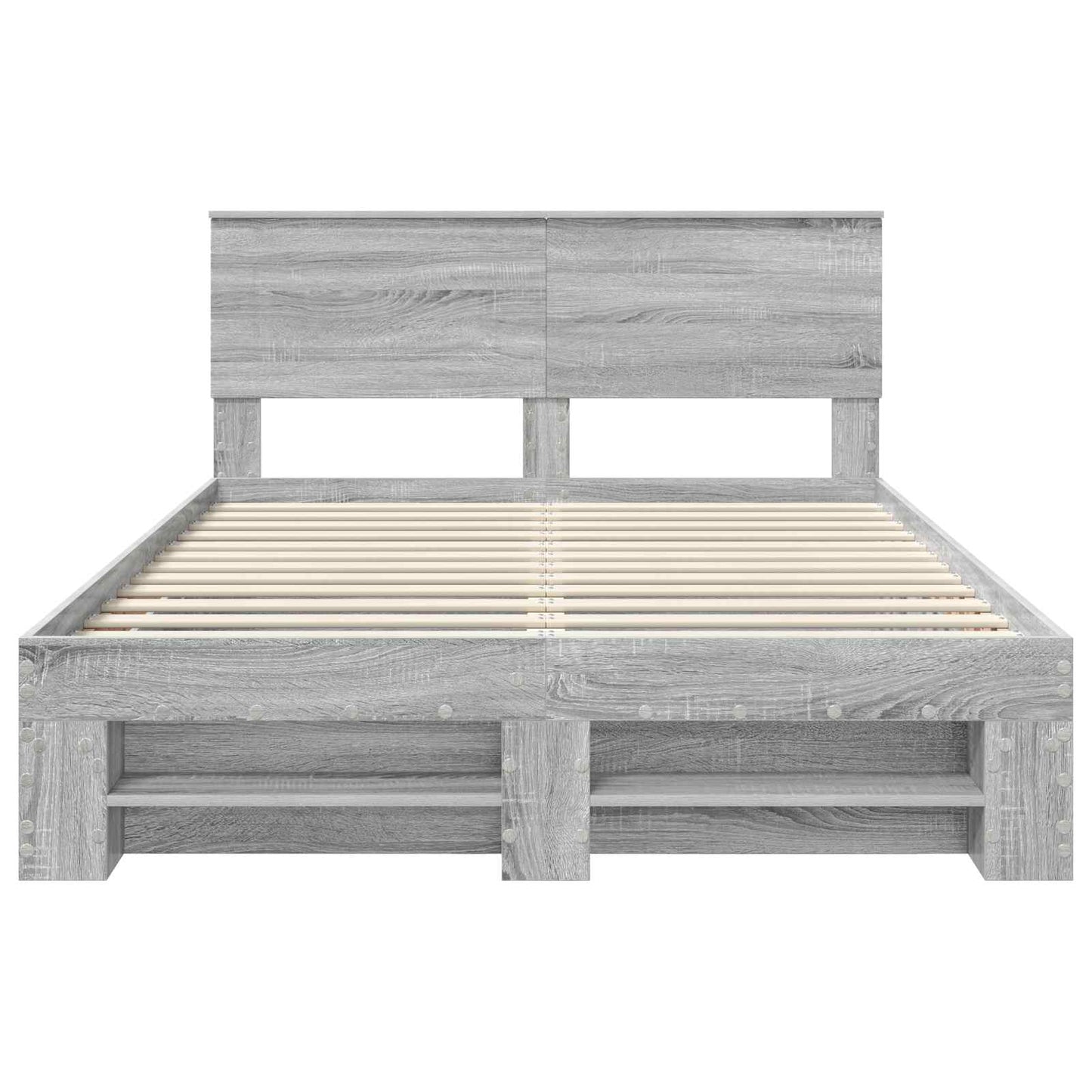 Bedframe met hoofdeinde Grijs Sonoma 150 x 200 cm Bewerkt hout