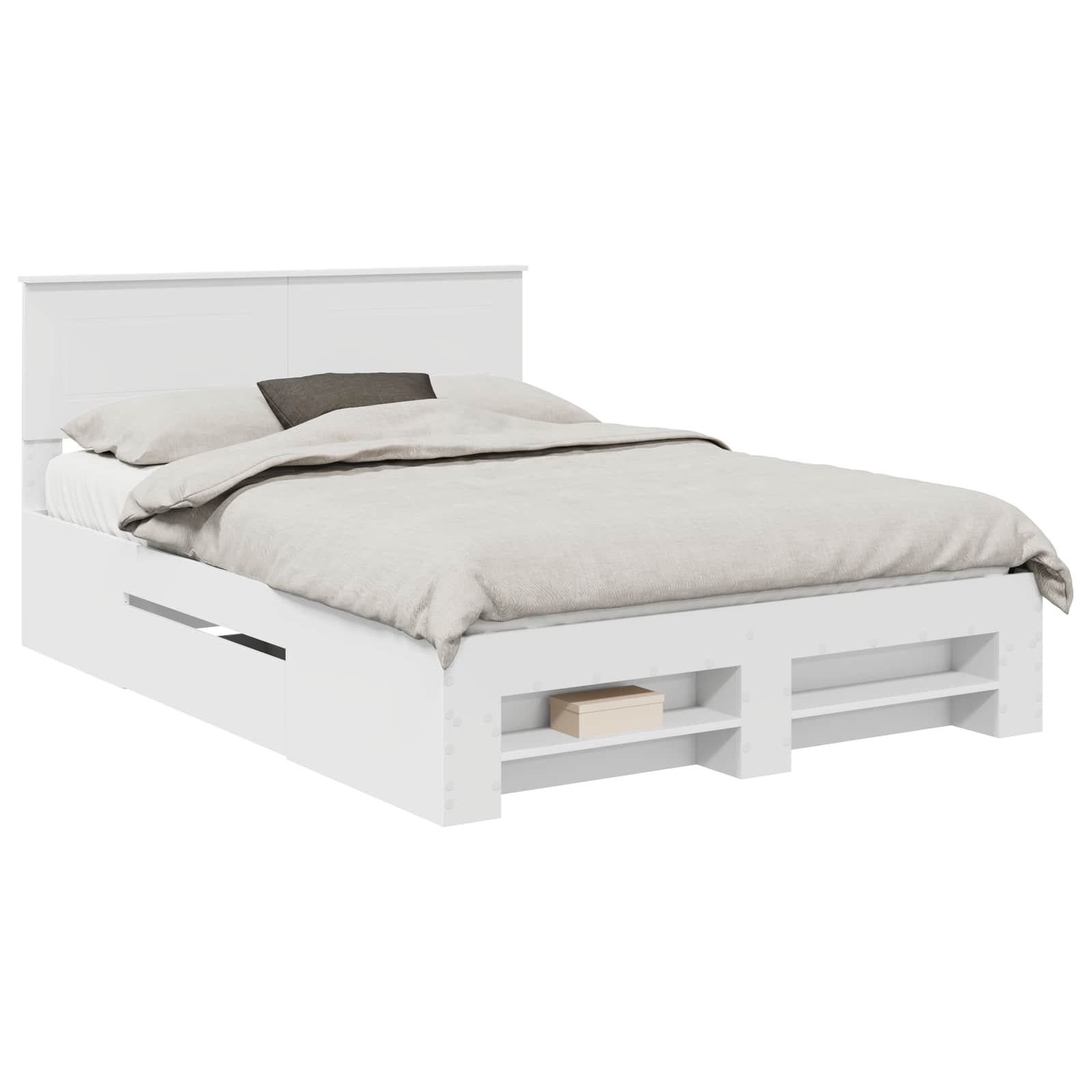 Bedframe met hoofdeinde Wit 140 x 200 cm Bewerkt hout