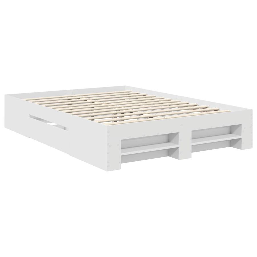 Bedframe met hoofdeinde Wit 140 x 200 cm Bewerkt hout