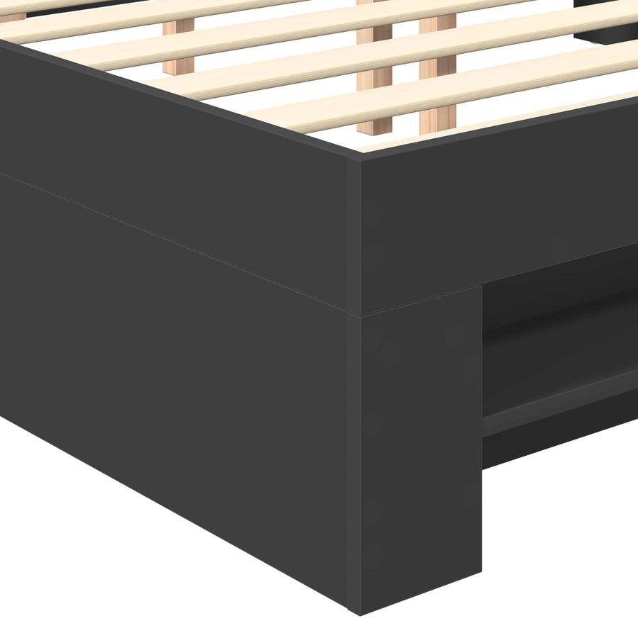 Bedframe met hoofdeinde Zwart 140 x 200 cm Bewerkt hout