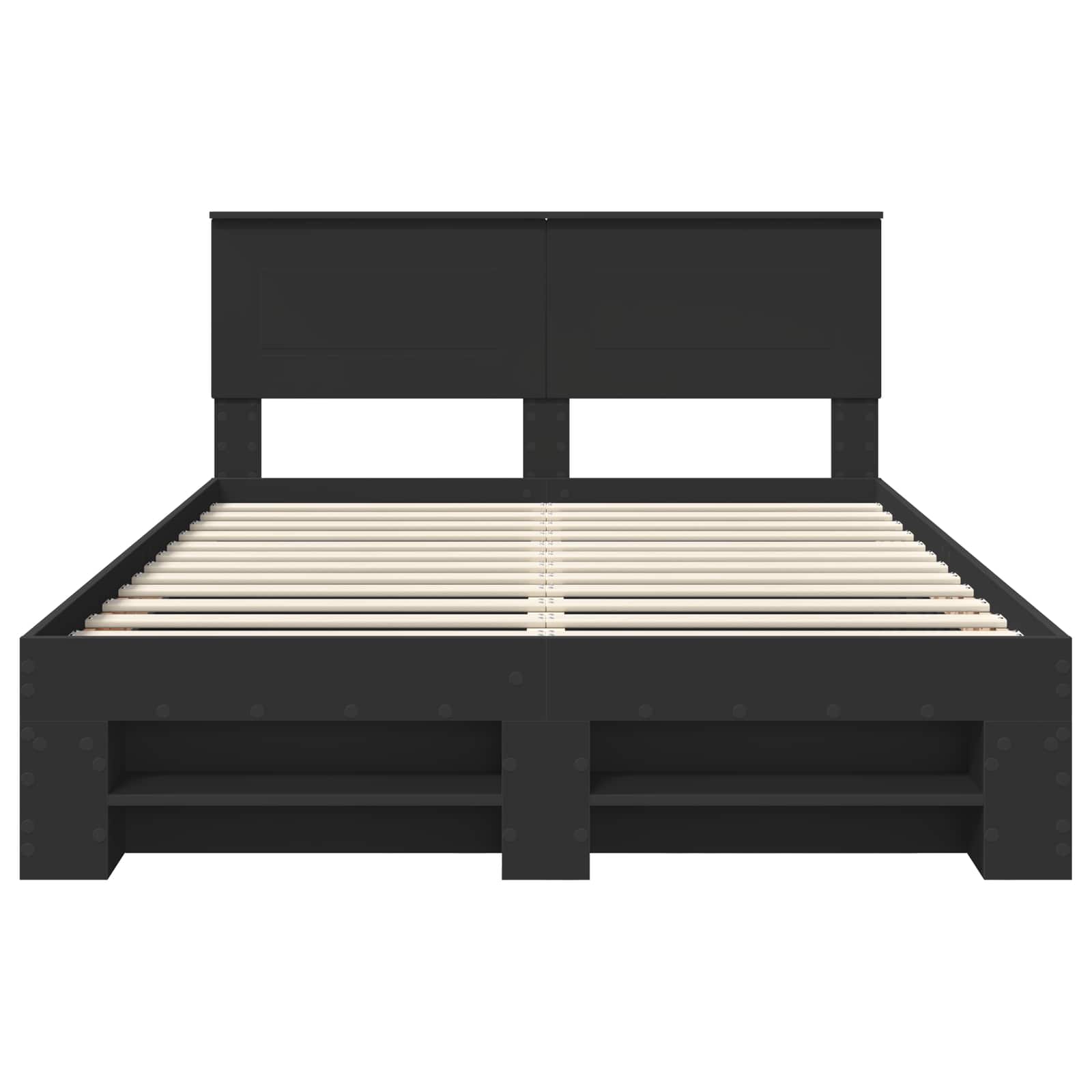 Bedframe met hoofdeinde Zwart 140 x 200 cm Bewerkt hout