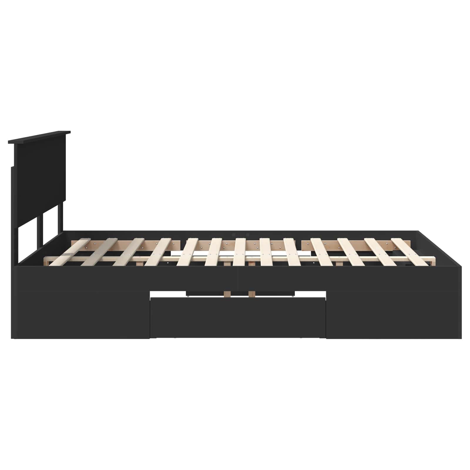 Bedframe met hoofdeinde Zwart 140 x 200 cm Bewerkt hout