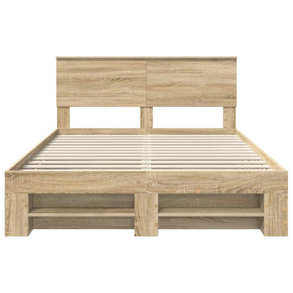Bedframe met hoofdeinde Sonoma Eiken 140 x 200 cm Bewerkt hout