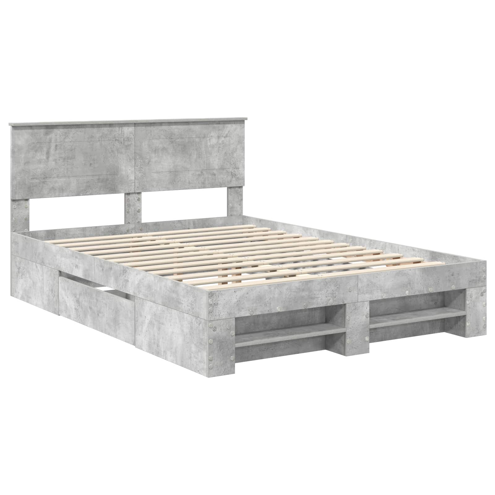 Bedframe met hoofdeinde Beton Grijs 140 x 200 cm Bewerkt hout