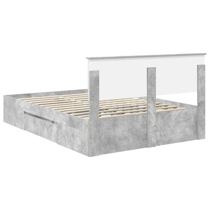 Bedframe met hoofdeinde Beton Grijs 140 x 200 cm Bewerkt hout