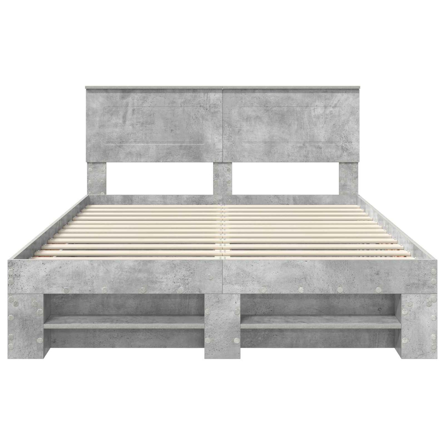 Bedframe met hoofdeinde Beton Grijs 140 x 200 cm Bewerkt hout