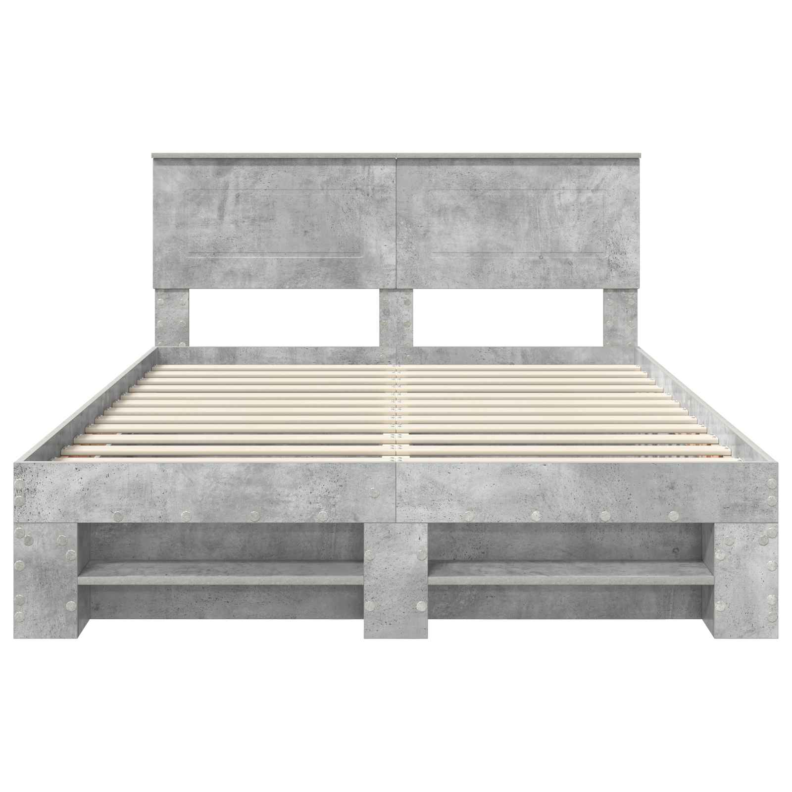 Bedframe met hoofdeinde Beton Grijs 140 x 200 cm Bewerkt hout