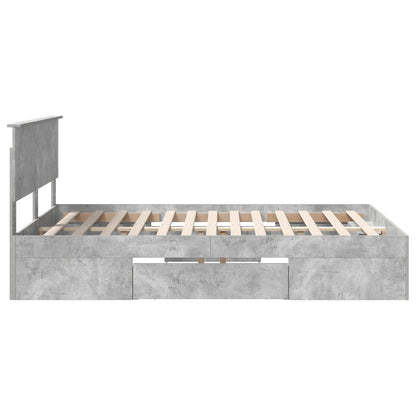 Bedframe met hoofdeinde Beton Grijs 140 x 200 cm Bewerkt hout