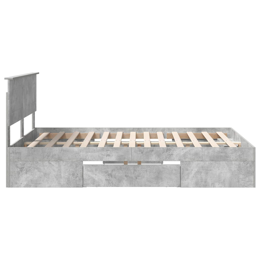 Bedframe met hoofdeinde Beton Grijs 140 x 200 cm Bewerkt hout