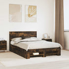Bed frame with headboard Smoked oak 140 x 200 cm Engineered wood