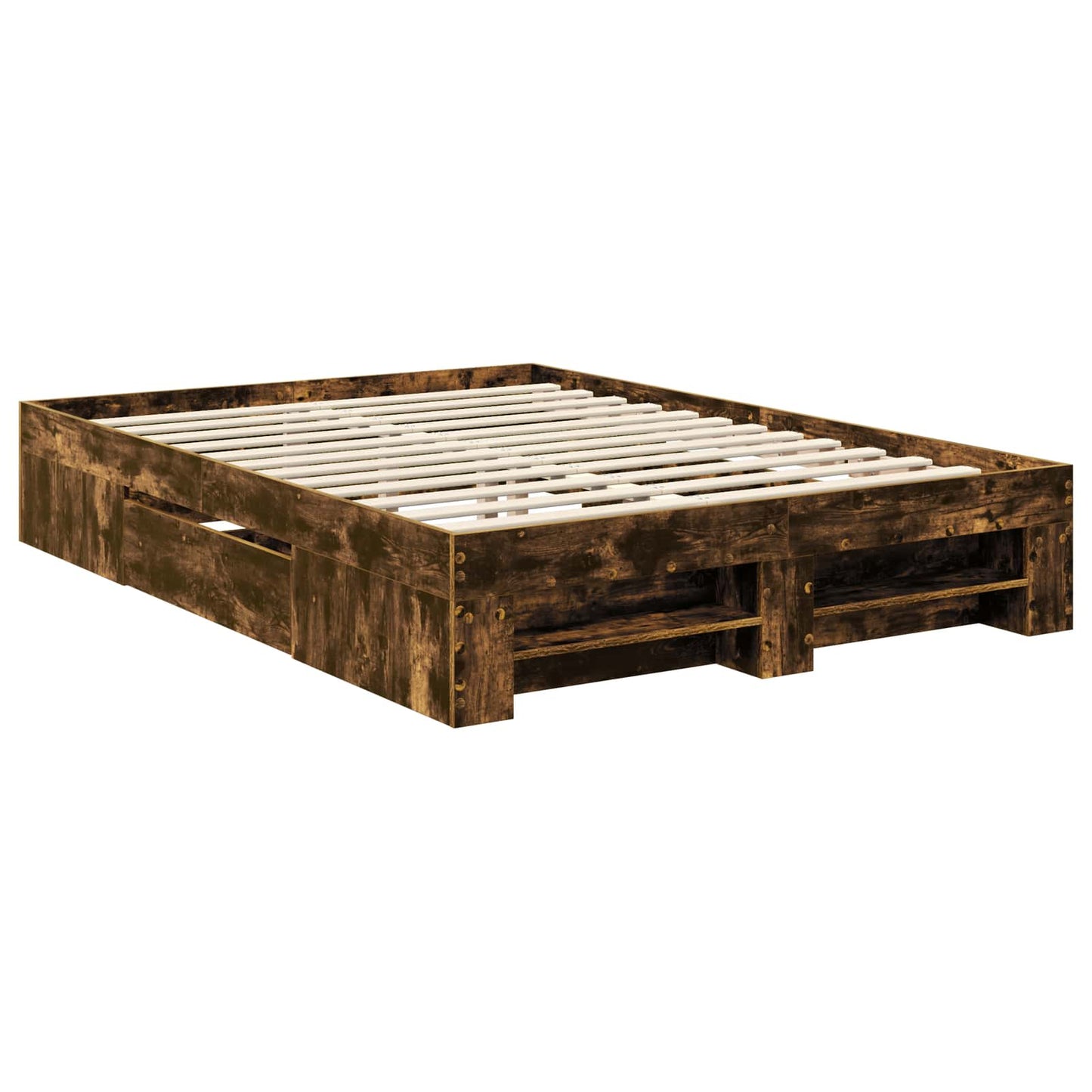 Bedframe met hoofdeinde Gerookt eiken 140 x 200 cm Bewerkt hout