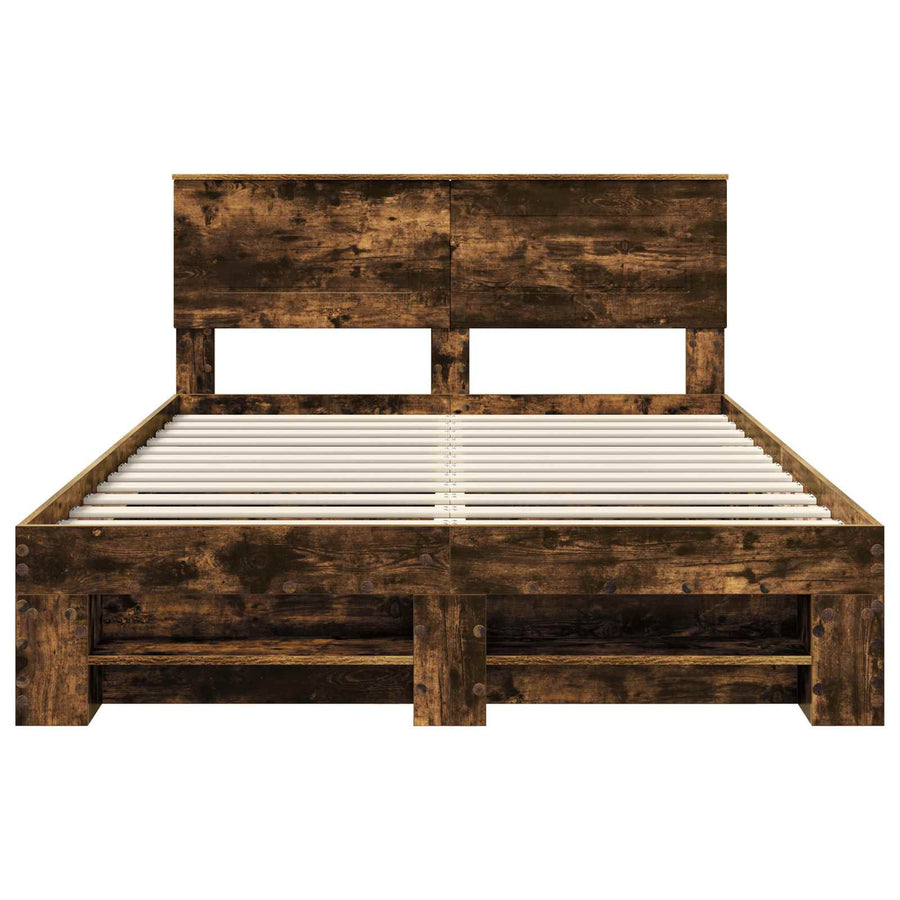 Bedframe met hoofdeinde Gerookt eiken 140 x 200 cm Bewerkt hout
