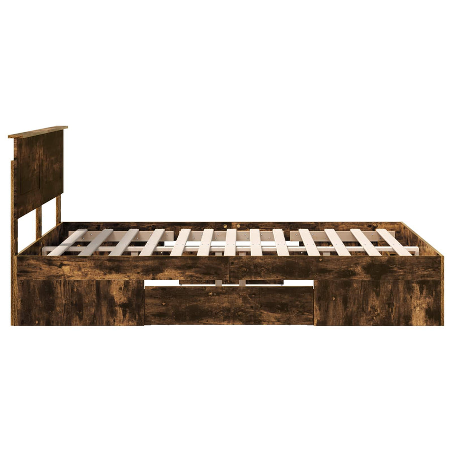 Bedframe met hoofdeinde Gerookt eiken 140 x 200 cm Bewerkt hout