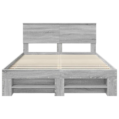 Bedframe met hoofdeinde Grijs Sonoma 140 x 200 cm Bewerkt hout